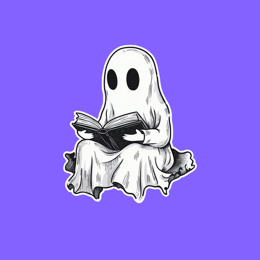 Ghost Reading Book Sticker