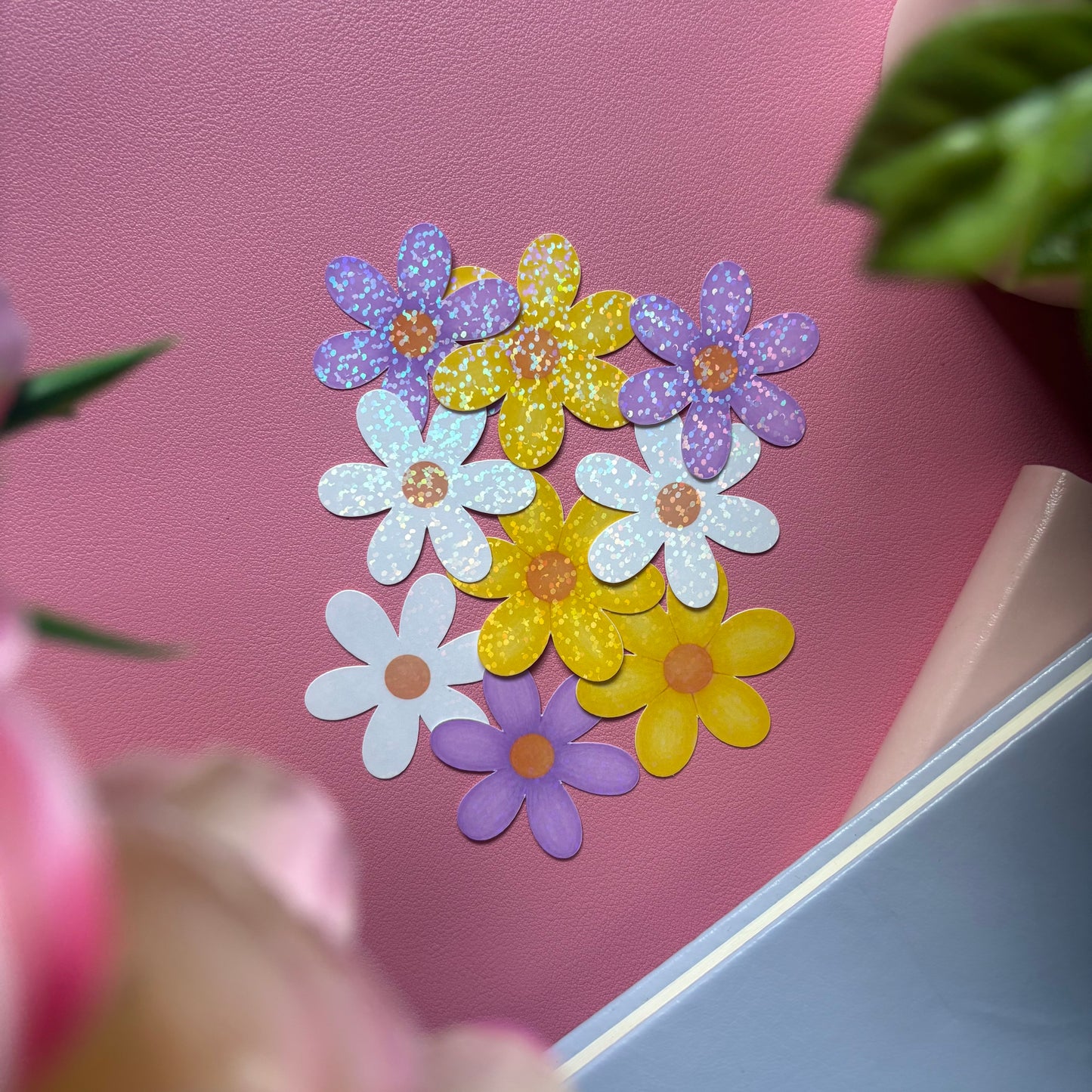 Pastel Daisy Flower Sticker Pack | Cute Floral Vinyl Stickers Set of 9