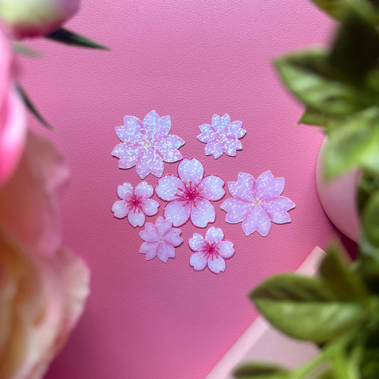 Cherry Blossom Sticker Pack | Sakura Flower Vinyl Stickers Set of 7