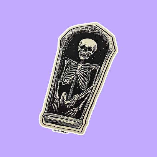 Skull inside Casket Sticker